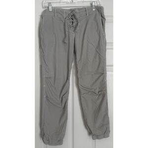 Anthropologie Cloth & Stone Sz S Cropped Joggers LaceUp Fly Light Gray Corduroy